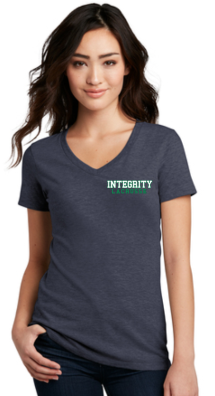 Integrity - Navy Blue Ladies Vneck Short Sleeve T Shirt - DISTRICT BLEND