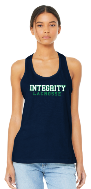 Integrity - Navy Blue Ladies Racer Back Tank Top