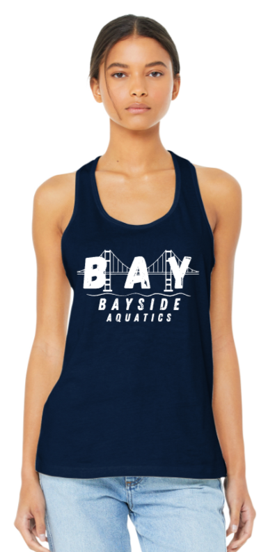 Bayside - Navy Blue Ladies Racer Back Tank Top