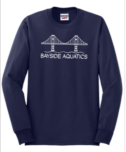 Bayside - Classic Navy Blue Long Sleeve Shirt (Youth and Adult)