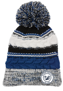 Bayside - Embroidered Patch Circle Striped Knit Beanie