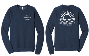 Lamb of God School - Back Logo - Bella Canvas Unisex Sponge Fleece Raglan Sweatshirt (Adult) (Heather Navy or Dark Grey Heather) (Copy)