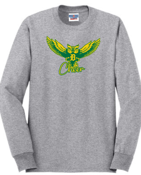 Dundalk Cheer - OWLS Long Sleeve T Shirt (Green, White or Grey)