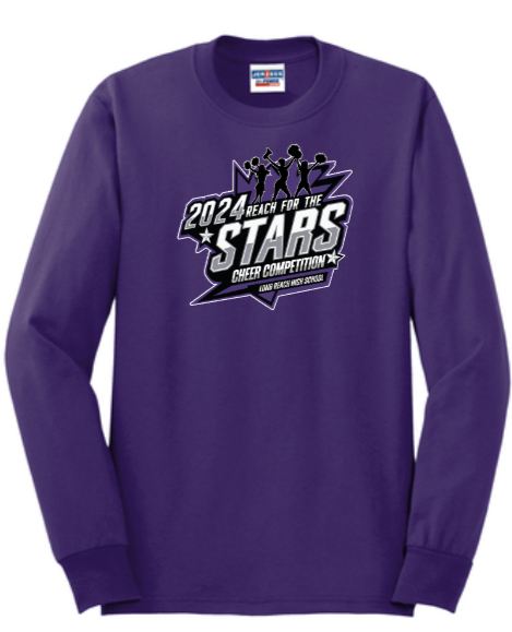 Reach for the Stars - Cheer Competition LONG SLEEVE SHIRT (Grey, Pink or Purple)