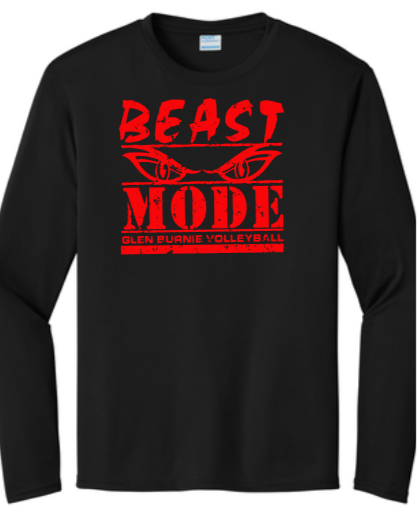 GB Volleyball - Beast Mode Performance LS Black T Shirt