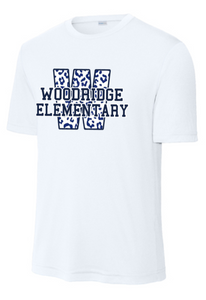 Woodridge Elementary - Leopard White Performance Short Sleeve Shirt (Youth and Adult)