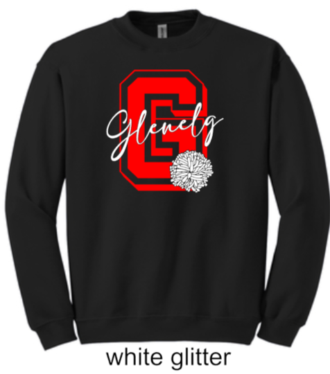 GHS Cheer - Crewneck Sweatshirt (Black with White Glitter)