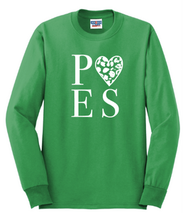 POES - HEART - Green Long Sleeve Shirt (Youth and Adult)