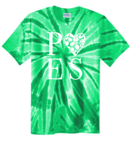 POES - HEART - Green Tie Dye Short Sleeve Shirt (Youth and Adult)