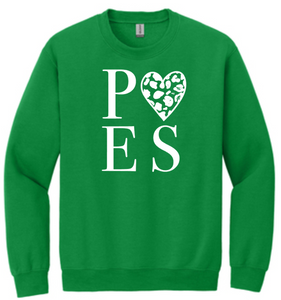 POES - HEART - Green Crew Neck Sweatshirt (Youth and Adult)