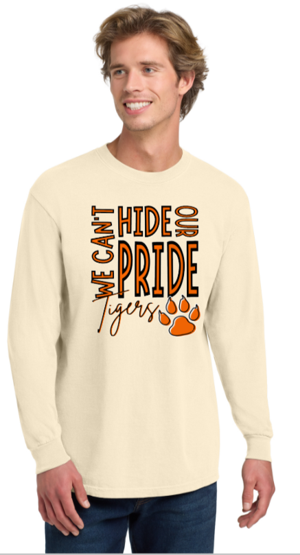 CSP Elementary - Can't Hide Tiger Pride- Ivory Heavyweight Ring Spun Long Sleeve Tee (Adult)