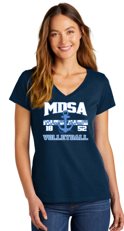 MDSA VBALL -  Navy Blue Ladies VNeck Short Sleeve Shirt