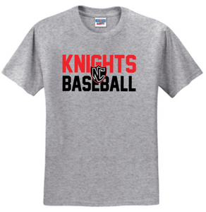 NCHS Baseball - Letters - Grey Short Sleeve Shirt (Youth or Adult)