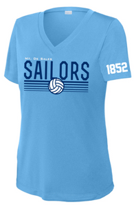 MDSA VBALL- Carolina Sailors Lady Cut VNeck Performance Short Sleeve Shirt