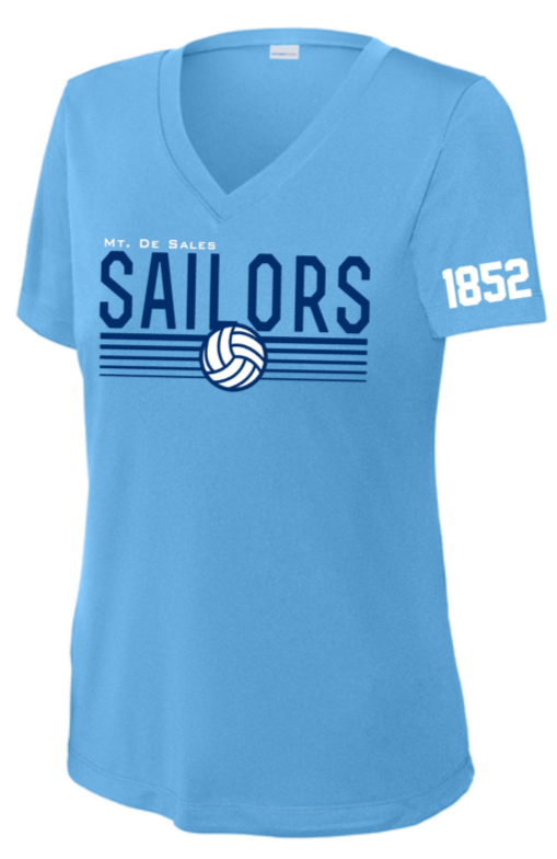 MDSA VBALL- Carolina Sailors Lady Cut VNeck Performance Short Sleeve Shirt