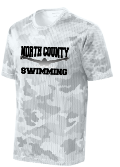 NCHS Swimming - White Camo Hex Short Sleeve Shirt (Youth or Adult)