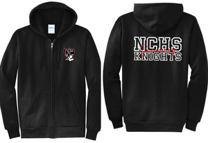 NCHS Swimming - Choose Your Stroke - Black Full Zip Hoodie (Youth and Adult)