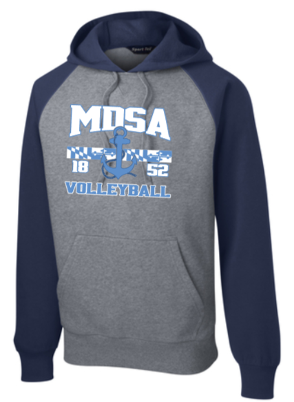 MDSA VBALL - True Navy Sleeves Raglan Sport Tek Hoodie