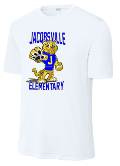 Jacobsville Elementary - Performance Short Sleeve Shirt (Youth and Adult) (White or Grey)