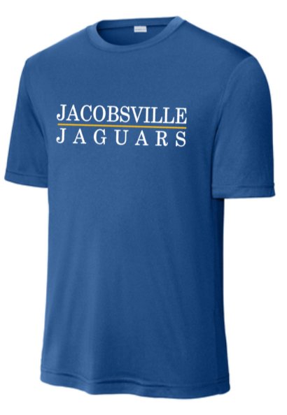 Jacobsville Elementary - Blue - Performance Short Sleeve Shirt (Youth and Adult)