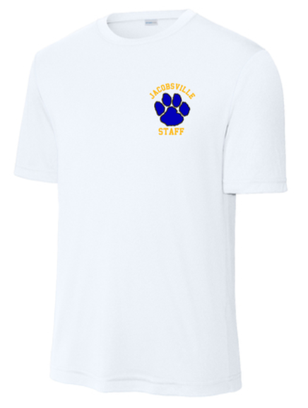 Jacobsville Elementary - White - Staff - Performance Short Sleeve Shirt (Printed or Embroidery)