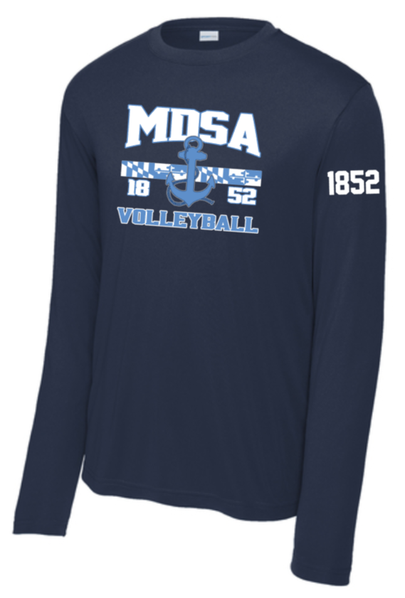 MDSA VBALL - Navy Blue Performance Long Sleeve T Shirt