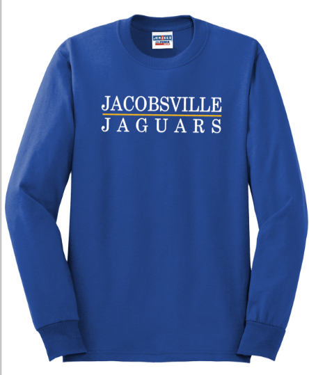 Jacobsville Elementary - Blue - Letters - Long Sleeve Shirt (Youth and Adult)