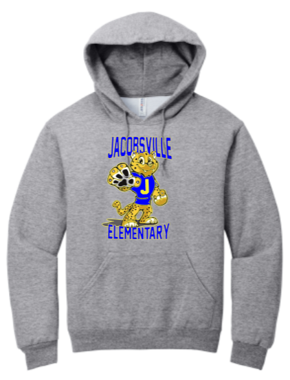 Jacobsville Elementary - Jaguar - Hoodie Sweatshirt (Youth and Adult) (Grey or White)