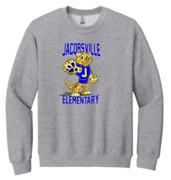 Jacobsville Elementary - Jaguar - Crewneck Sweatshirt (Youth and Adult) (Grey or White)