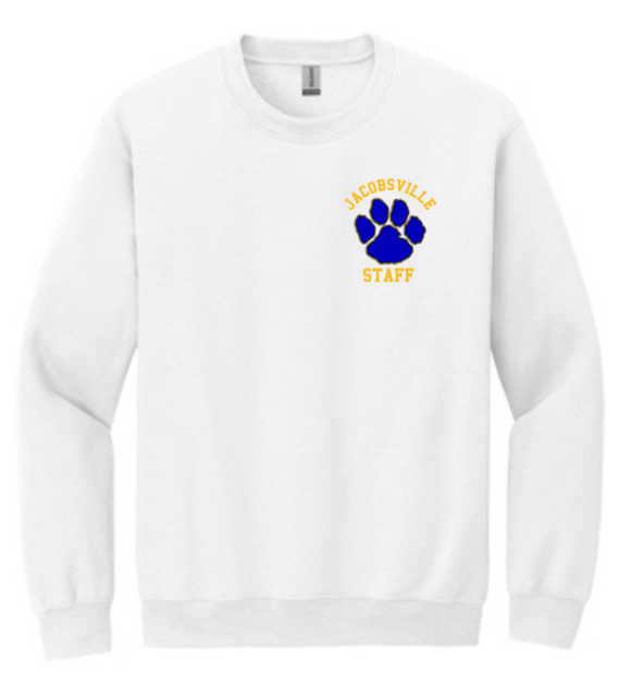 Jacobsville Elementary - White - Staff - Crewneck Sweatshirt (Printed or Embroidery)