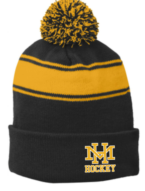 MTH Hockey - Stripe Pom Pom Beanie (Embroidered Or Printed)