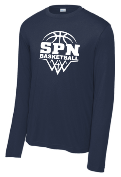 SPN Basketball - Navy Blue Performance Long Sleeve T Shirt