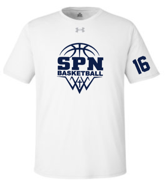 SPN Basketball - White Under Armour Short Sleeve T Shirt