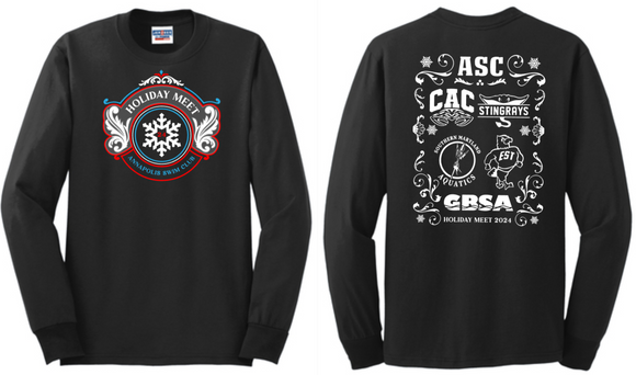 2024 ASC Holiday Swim Meet - Black Long Sleeve Shirt (Youth and Adult)