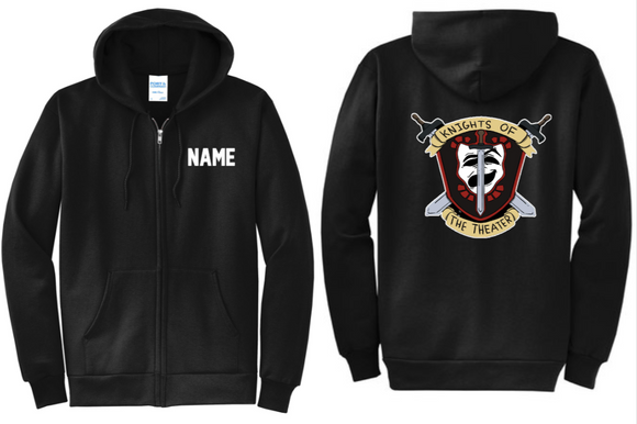 NCHS Theater - Black Full Zip Hoodie (Men's or Lady's Cuts)