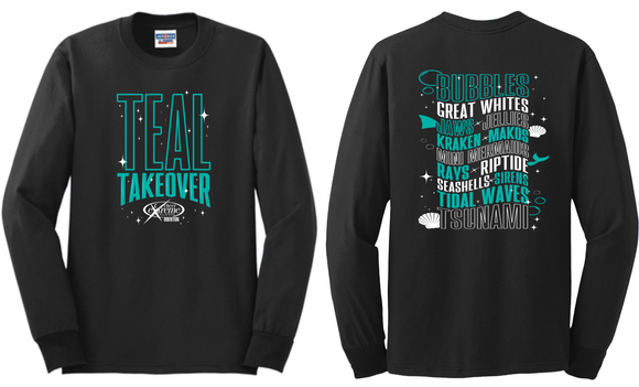 Teal Takeover - Black Long Sleeve Shirt (Youth and Adult)