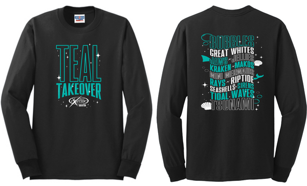 Teal Takeover - Black Long Sleeve Shirt (Youth and Adult) – Crab
