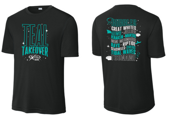 Teal Takeover - Black Performance Short Sleeve Shirt (Youth and Adult)