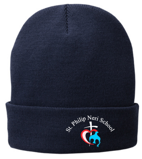 SPN - Embroidered Navy Blue Knit Hat