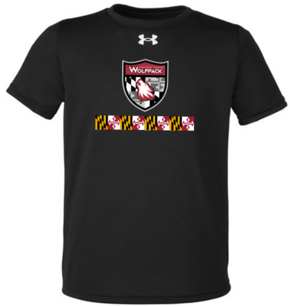 St. Joseph - Shield with Flag Black Under Armour Short Sleeve T Shirt