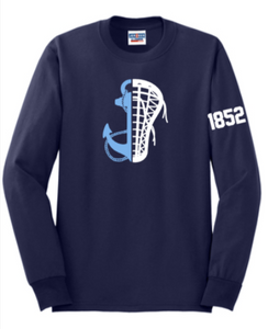 MDSA Lax - Anchor Navy Blue Long Sleeve T Shirt