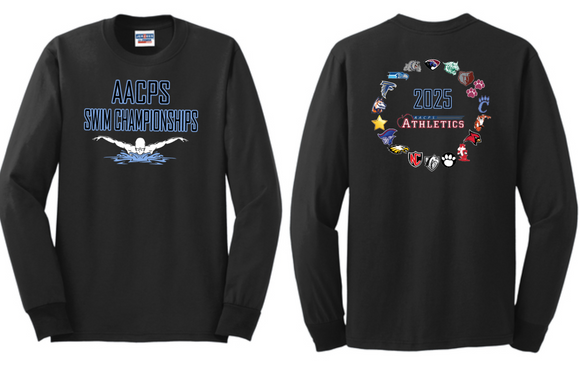 2025 AACPS SWIM CHAMPS - Black Long Sleeve Shirt