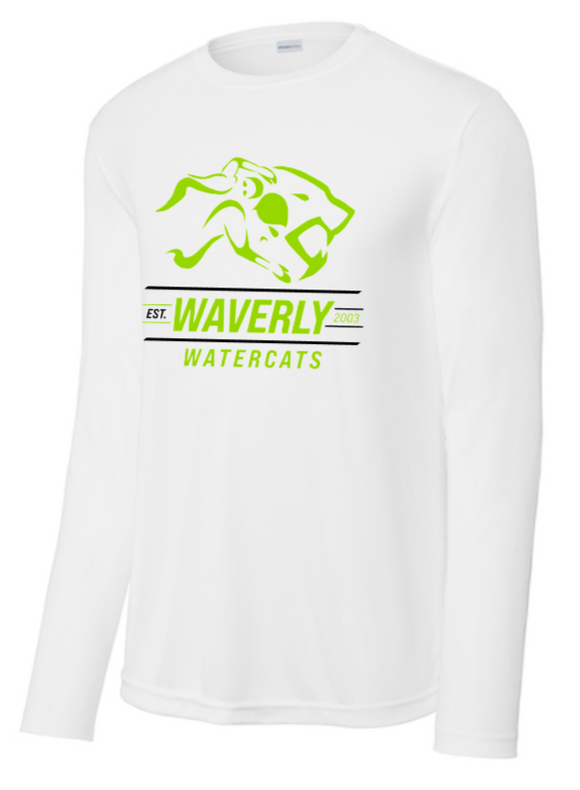 Waverly Watercats - Watercat Performance Long Sleeve T Shirt (White or Black)