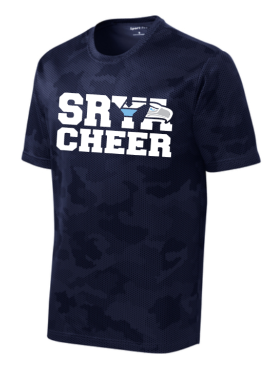 SRYA CHEER - Navy Blue Camo Hex Short Sleeve Shirt