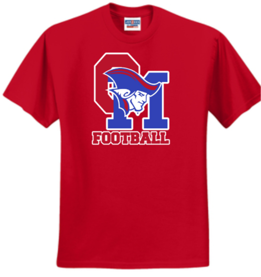 OM Patriots - Football Short Sleeve T Shirt (Red, White or Grey)