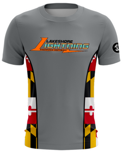 Lightning Softball - Side Flag Grey Short Sleeve Shirt