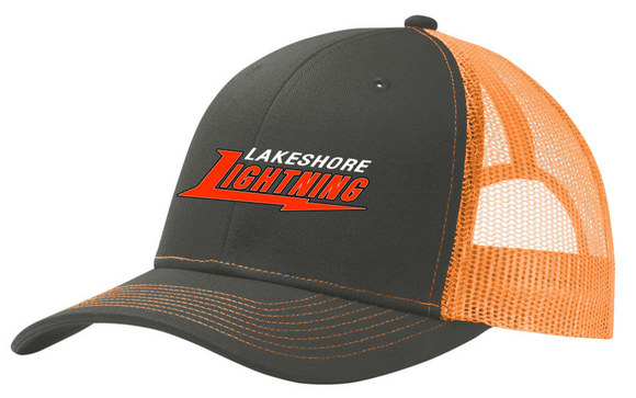 Lightning Softball - Embroidered Snapback Trucker Hat (Black & Orange)