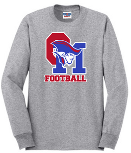 OM Patriots - Football Long Sleeve T Shirt (Red, Black or Grey)