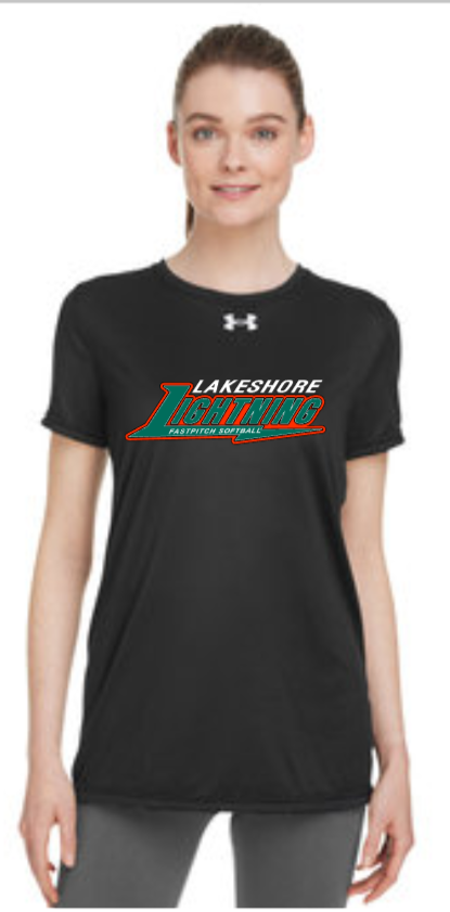 Lightning Softball - Black Lady Under Armour Short Sleeve T Shirt