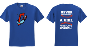 Chesapeake Girls Baseball -GIRLS - Short Sleeve T Shirt (Royal Blue, Grey or Black)
